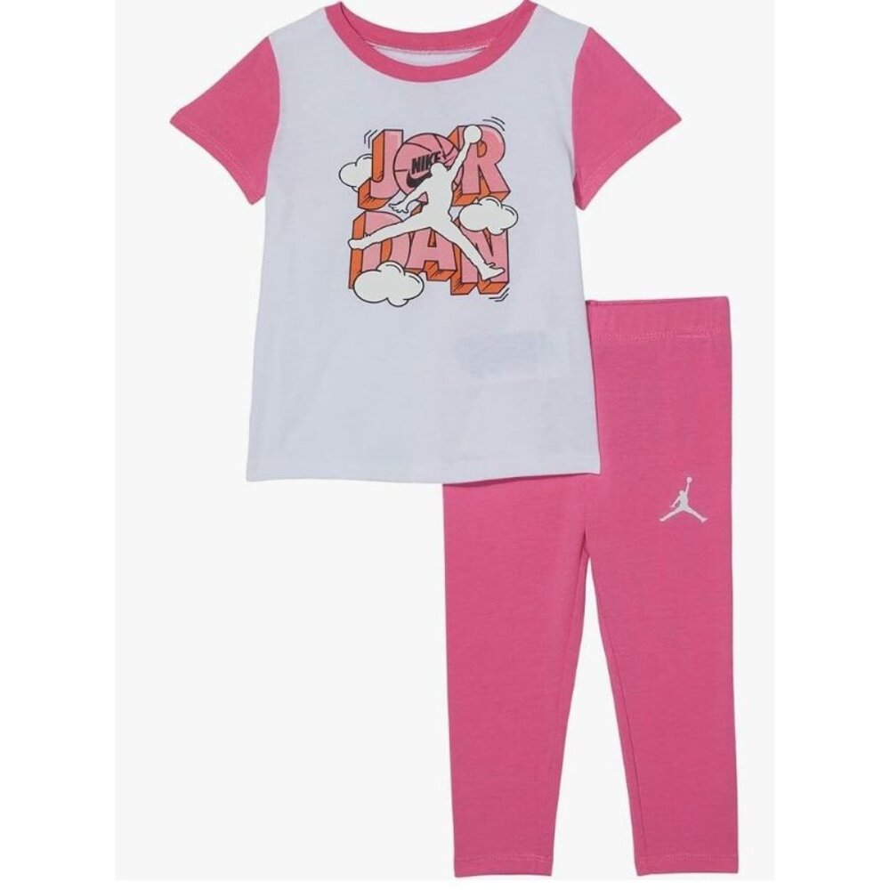 NWT Jordan Infant Stack of Clouds Leggings and Top Set 12 Months Pink $45 [jb]